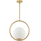 Dainolite 1 Light Incandescent Pendant Aged Brass with White Opal Glass ADR-161P-AGB