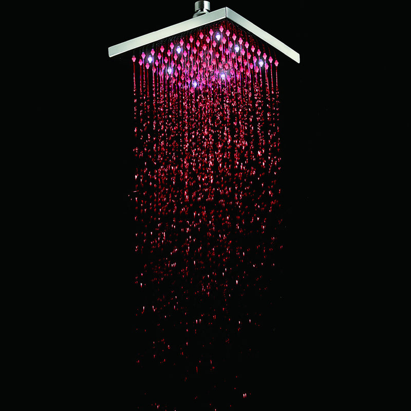 ALFI Brushed Nickel 8" Square Multi Color LED Rain Shower Head LED8S-BN
