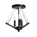 Dainolite 3 Light Incandescent Matte Black Semi-Flush Mount with Clear Acrylic ALT-153SF-MB