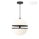 Dainolite 30W Pendant Matte Black with White Glass AMC-1330LEDP-MB