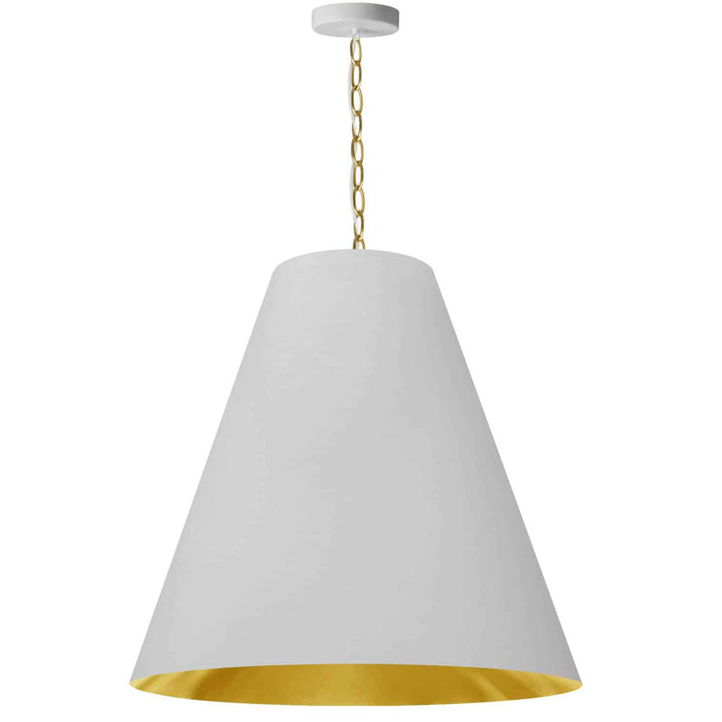 Dainolite 1 Light Large Anaya Pendant Aged Brass with White and Gold Shade ANA-L-AGB-692