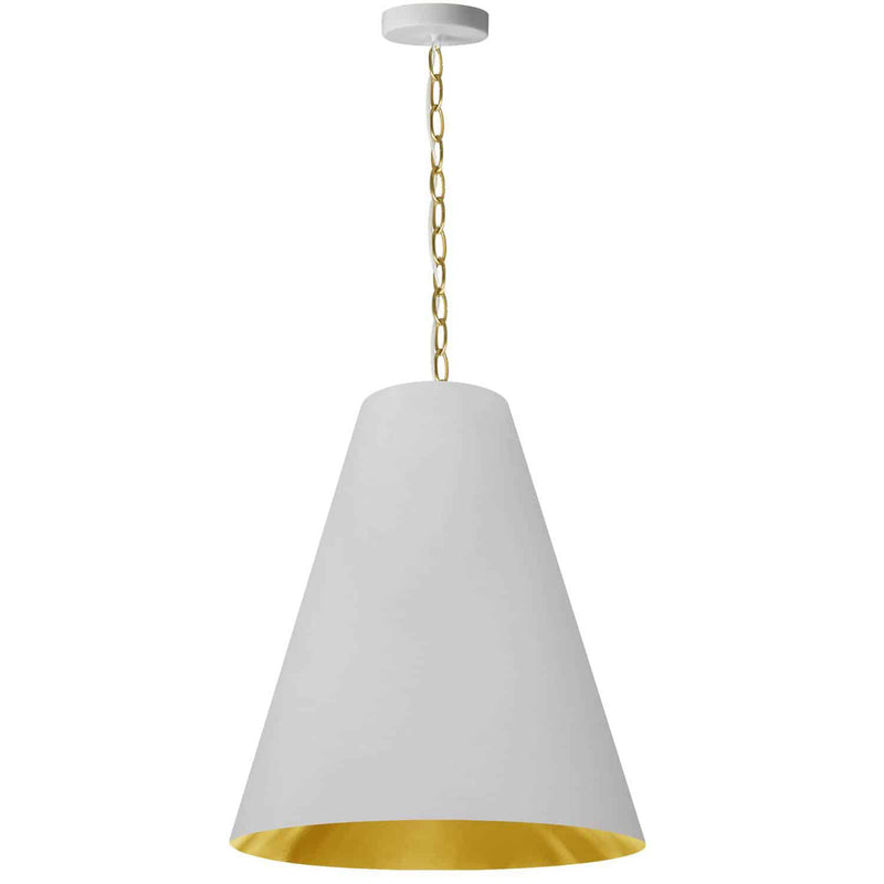 Dainolite 1 Light Medium Anaya Pendant Aged Brass with White and Gold Shade ANA-M-AGB-692