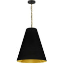 Dainolite 1 Light Medium Anaya Pendant Aged Brass with Black and Gold Shade ANA-M-AGB-698