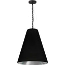 Dainolite 1 Light Medium Anaya Pendant Matte Black with Black and Silver Shade ANA-M-MB-697