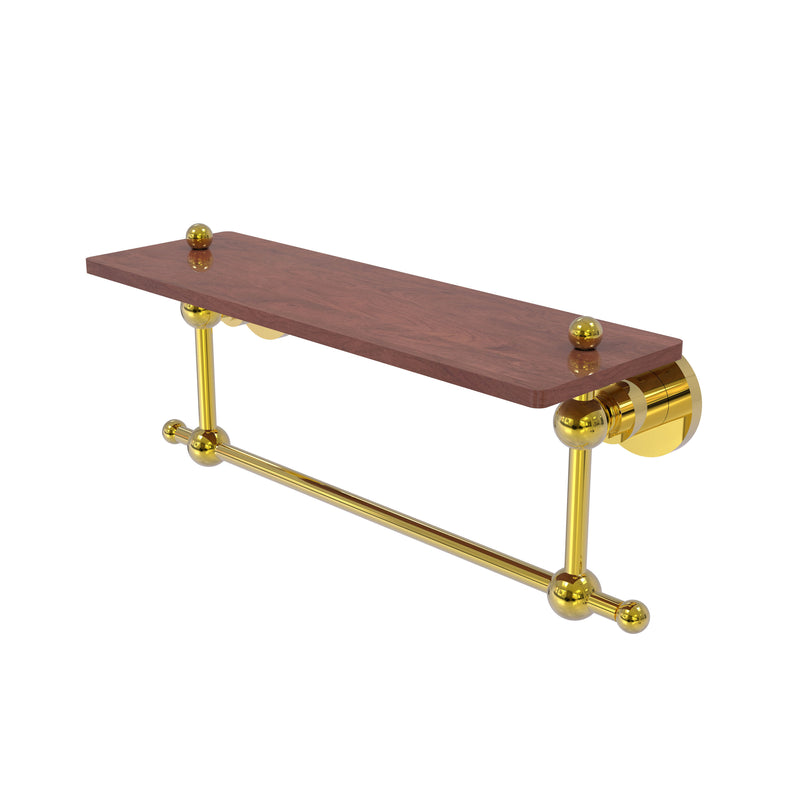 Allied Brass Astor Place Collection 16 Inch Solid IPE Ironwood Shelf with Integrated Towel Bar AP-1TB-16-IRW-PB