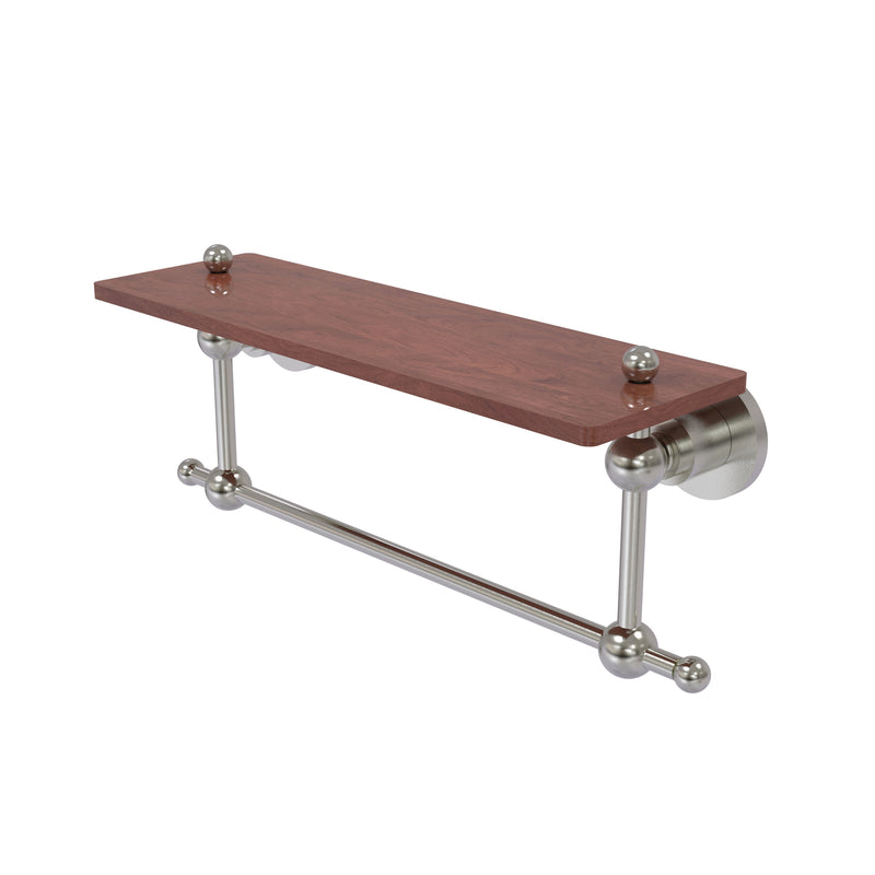Allied Brass Astor Place Collection 16 Inch Solid IPE Ironwood Shelf with Integrated Towel Bar AP-1TB-16-IRW-SN