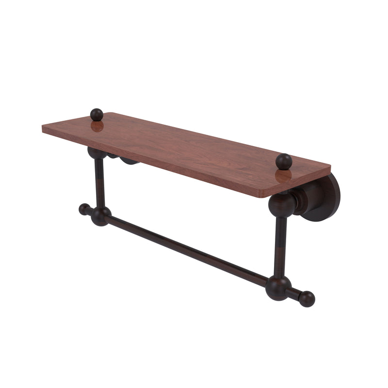 Allied Brass Astor Place Collection 16 Inch Solid IPE Ironwood Shelf with Integrated Towel Bar AP-1TB-16-IRW-VB