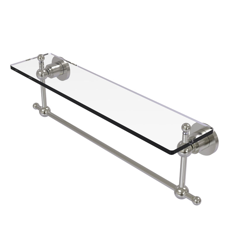 Allied Brass Astor Place 22 Inch Glass Vanity Shelf with Integrated Towel Bar AP-1TB-22-SN