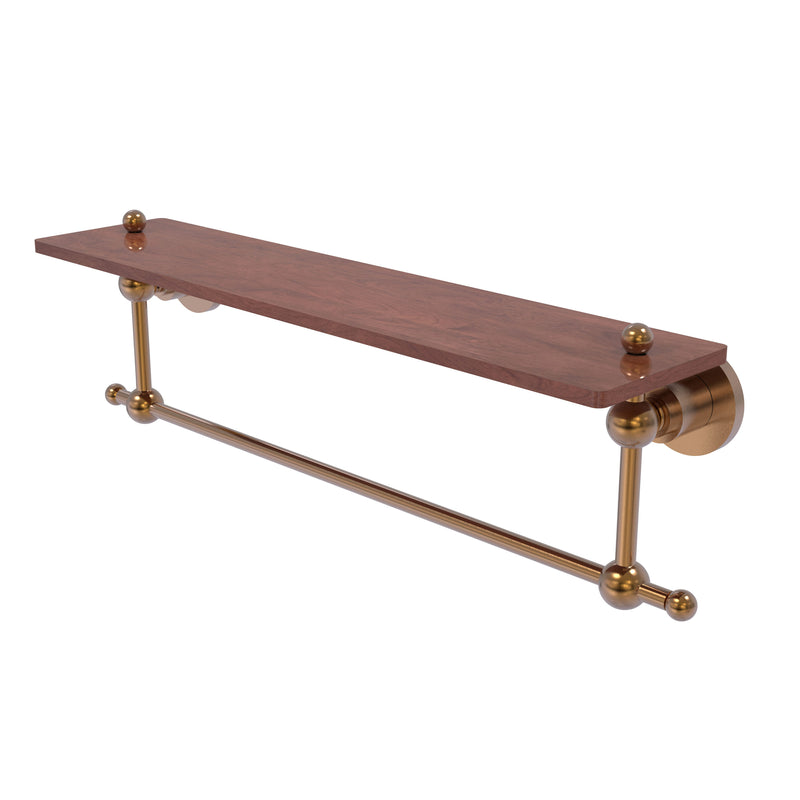 Allied Brass Astor Place Collection 22 Inch Solid IPE Ironwood Shelf with Integrated Towel Bar AP-1TB-22-IRW-BBR