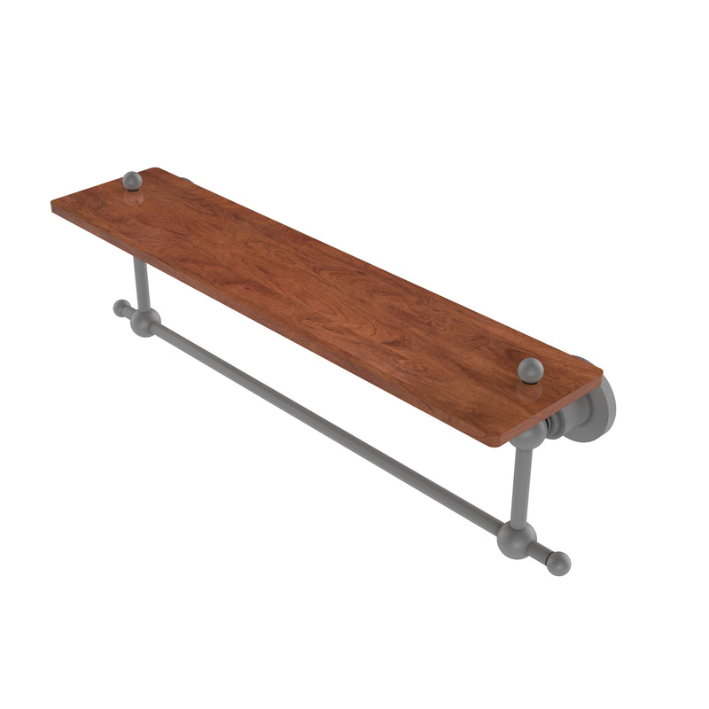 Allied Brass Astor Place Collection 22 Inch Solid IPE Ironwood Shelf with Integrated Towel Bar AP-1TB-22-IRW-GYM