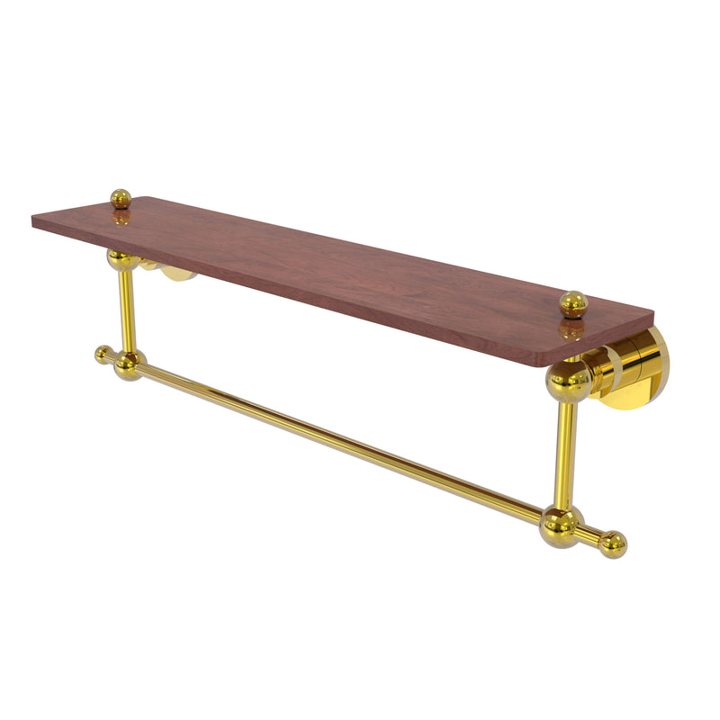 Allied Brass Astor Place Collection 22 Inch Solid IPE Ironwood Shelf with Integrated Towel Bar AP-1TB-22-IRW-PB