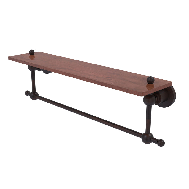 Allied Brass Astor Place Collection 22 Inch Solid IPE Ironwood Shelf with Integrated Towel Bar AP-1TB-22-IRW-VB