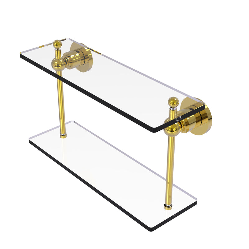 Allied Brass Astor Place Collection 16 Inch Two Tiered Glass Shelf AP-2-16-PB