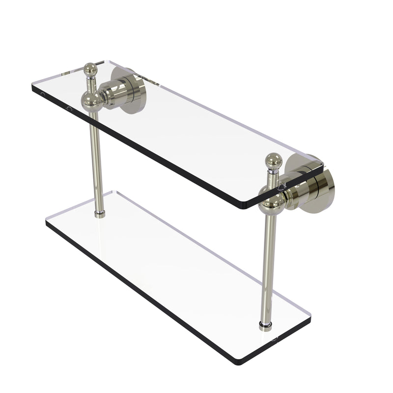Allied Brass Astor Place Collection 16 Inch Two Tiered Glass Shelf AP-2-16-PNI
