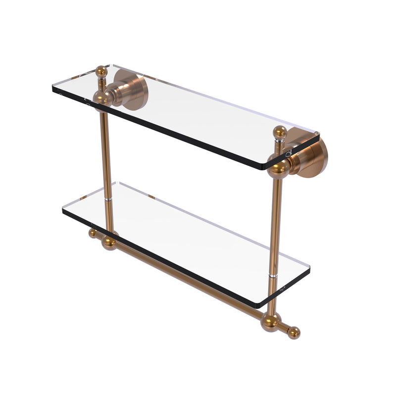 Allied Brass Astor Place Collection 16 Inch Two Tiered Glass Shelf with Integrated Towel Bar AP-2TB-16-BBR