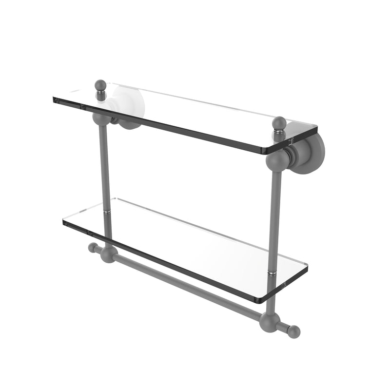 Allied Brass Astor Place Collection 16 Inch Two Tiered Glass Shelf with Integrated Towel Bar AP-2TB-16-GYM