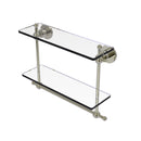 Allied Brass Astor Place Collection 16 Inch Two Tiered Glass Shelf with Integrated Towel Bar AP-2TB-16-PNI
