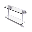 Allied Brass Astor Place Collection 16 Inch Two Tiered Glass Shelf with Integrated Towel Bar AP-2TB-16-SCH