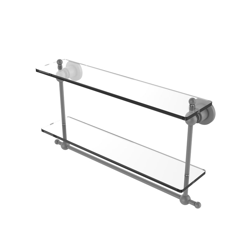 Allied Brass Astor Place Collection 22 Inch Two Tiered Glass Shelf with Integrated Towel Bar AP-2TB-22-GYM