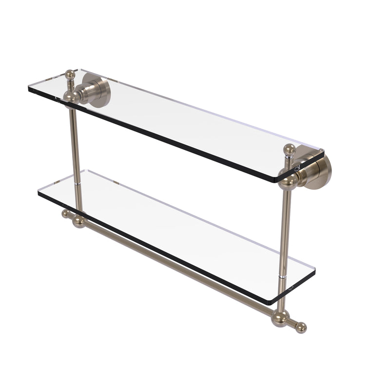 Allied Brass Astor Place Collection 22 Inch Two Tiered Glass Shelf with Integrated Towel Bar AP-2TB-22-PEW