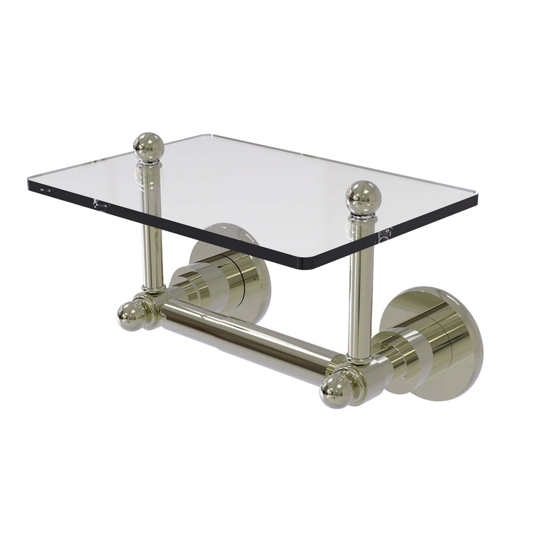 Allied Brass Astor Place Collection Two Post Toilet Tissue Holder with Glass Shelf AP-GLT-24-PNI