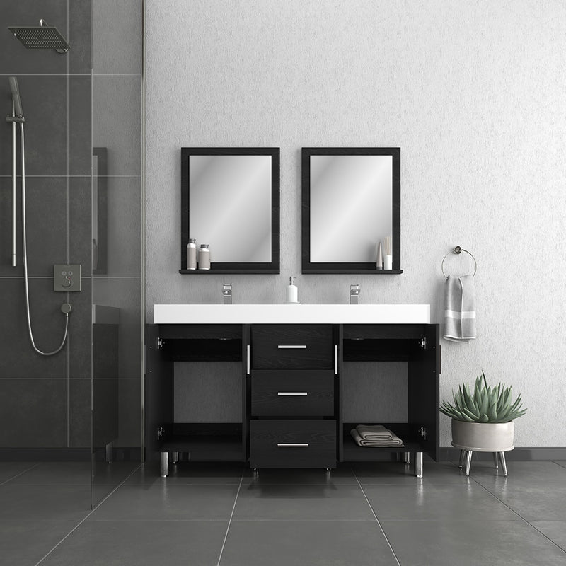 Alya Bath Ripley 56" Black Double Vanity with Sink AT-8043-B-D