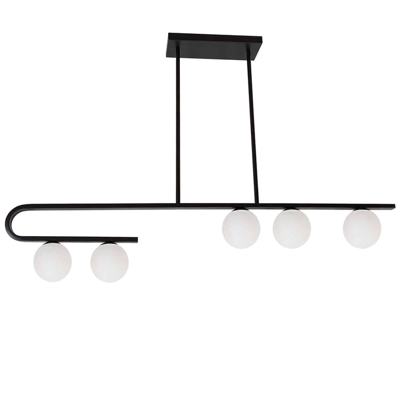 Dainolite 5 Light Halogen Horizontal Pendant Matte Black with White Glass ATL-445HP-MB