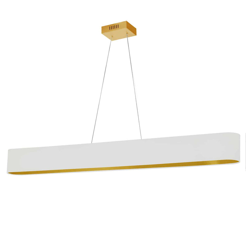 Dainolite 30W Horizontal Pendant Aged Brass with White and Gold Shade AUB-R5030HP-AGB-692