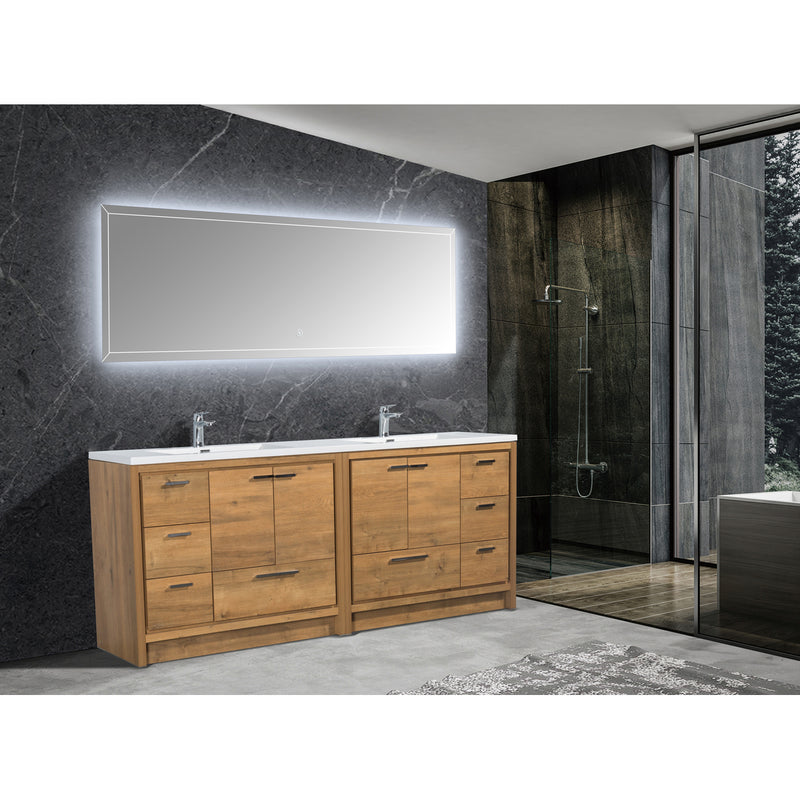 Alma Vanity Alma Allier 84" Natural Oak Finish Vanity with Integrated Countertop with Sink ALLIER84-NO