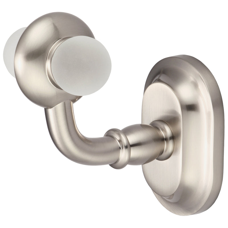 Water Creation Elegant Matching Glass Series Robe Hooks in Brushed Nickel Finish BA-0006-02