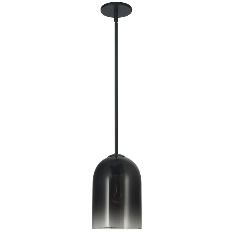 Dainolite 1 Light Pendant Matte Black with Black and Clear Glass BIL-71P-MB