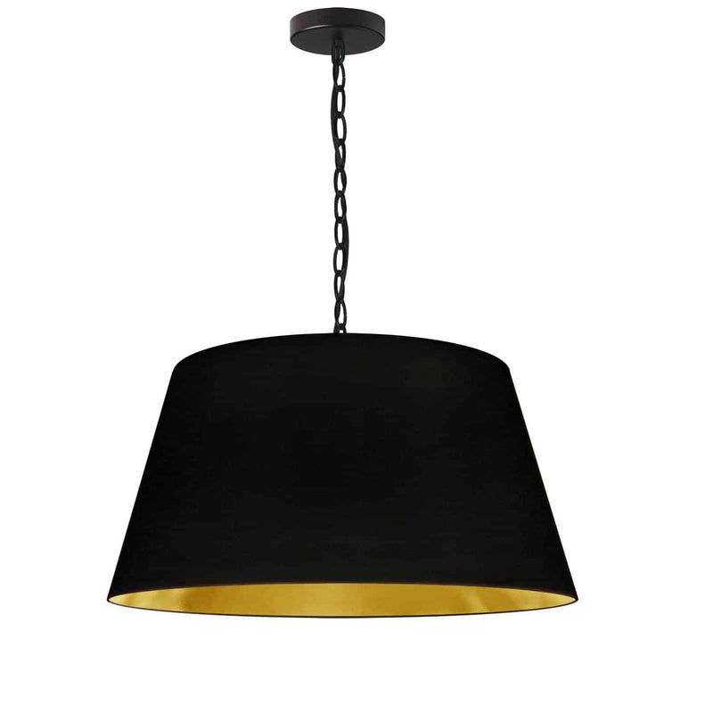 Dainolite 1 Light Brynn Medium Pendant Blk/Gld Shade Black BRY-M-BK-698