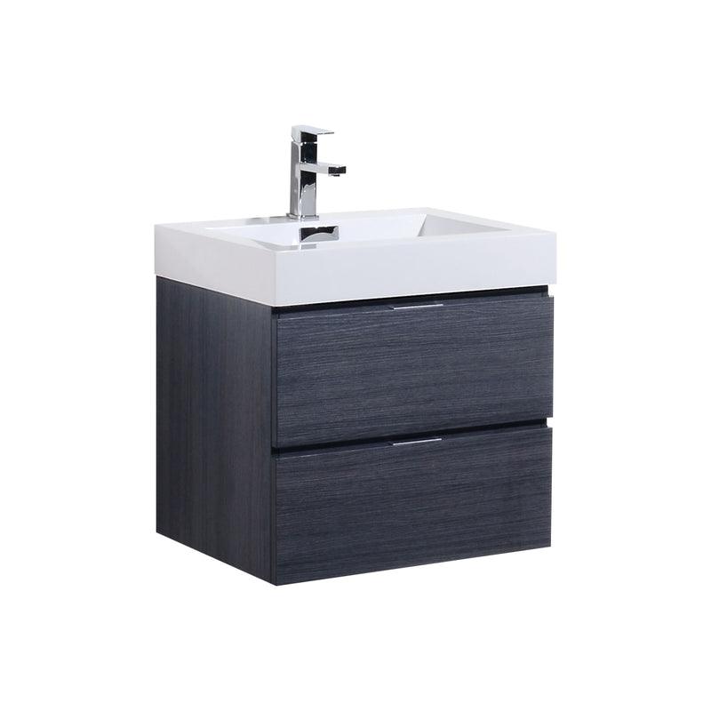 KubeBath Bliss 24" Gray Oak Wall Mount Modern Bathroom Vanity BSL24-GO