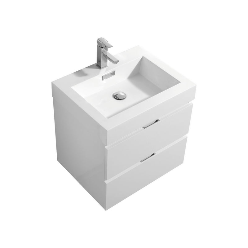 KubeBath Bliss 24" High Gloss White Wall Mount Modern Bathroom Vanity BSL24-GW