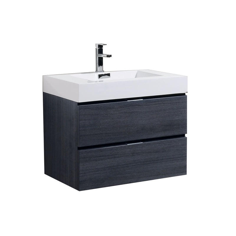 KubeBath Bliss 30" Gray Oak Wall Mount Modern Bathroom Vanity BSL30-GO