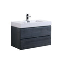 KubeBath Bliss 36" Gray Oak Wall Mount Modern Bathroom Vanity BSL36-GO