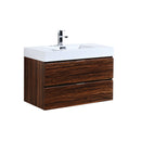 KubeBath Bliss 36" Walnut Wall Mount Modern Bathroom Vanity BSL36-WNT