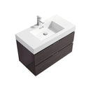 KubeBath Bliss 36" High Gloss Gray Oak Wall Mount Modern Bathroom Vanity BSL36-HGGO