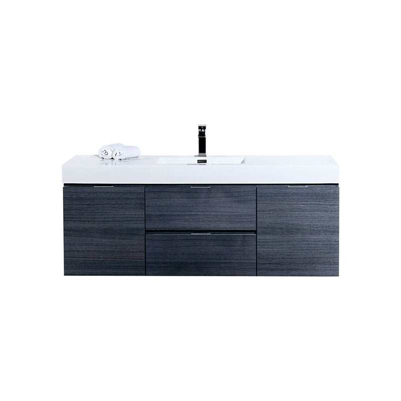 KubeBath Bliss 60" Single Sink Gray Oak Wall Mount Modern Bathroom Vanity BSL60S-GO