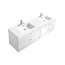 KubeBath Bliss 80" Double Sink High Gloss White Wall Mount Modern Bathroom Vanity BSL80D-GW