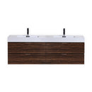 KubeBath Bliss 80" Double Sink Walnut Wall Mount Modern Bathroom Vanity BSL80D-WNT