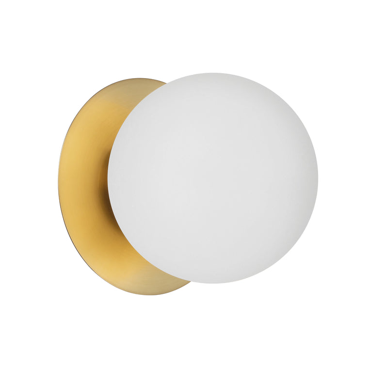 Dainolite 1 Light Incandescent Wall Sconce Aged Brass with White Glass BUR-51W-AGB-WH