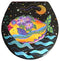 Buggy Whip Lemon Drop Guppy Hand Painted Toilet Seat in Blue Sea