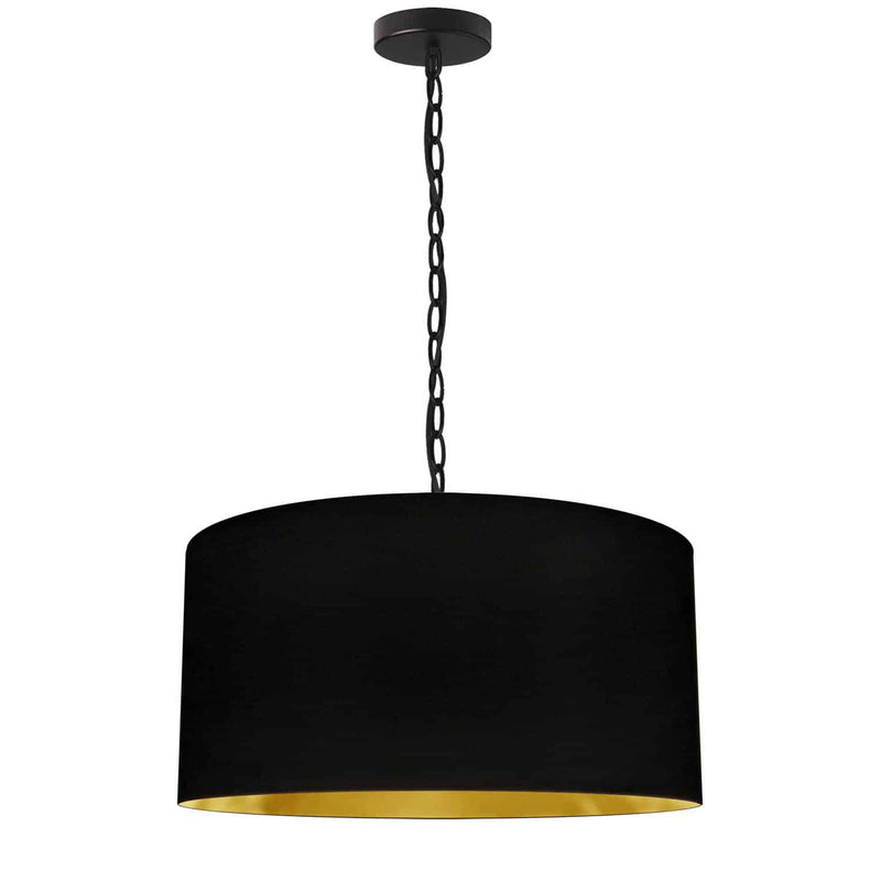 Dainolite 1 Light Medium Braxton Pendant Black with Black and Gold Shade BXN-M-BK-698