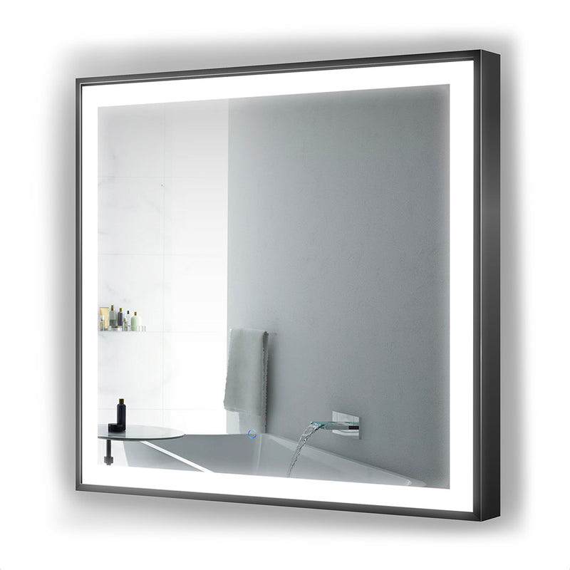 Krugg Soho 36" X 36" Black LED Bathroom Mirror SOHO3636B