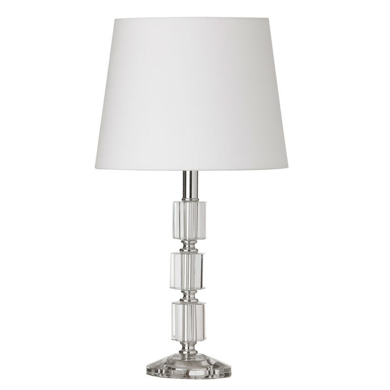 Dainolite 1 Light Table Lamp 3Crystal column with White Shade C11T-PC