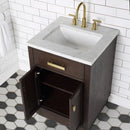 Water Creation Chestnut 24" Single Sink Carrara White Marble Countertop Vanity In Brown Oak CH24CW06BK-000000000