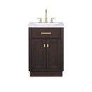 Water Creation Chestnut 24" Single Sink Carrara White Marble Countertop Vanity In Brown Oak CH24CW06BK-000000000