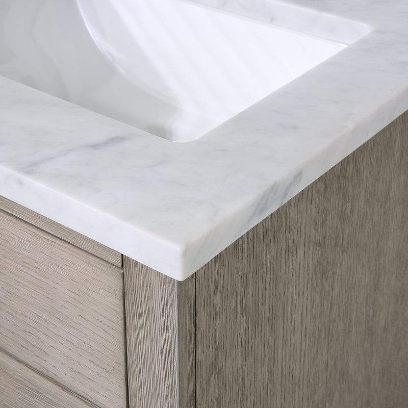 Water Creation Chestnut 24" Single Sink Carrara White Marble Countertop Vanity In Gray Oak CH24CW03GK-000000000