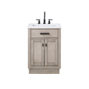 Water Creation Chestnut 24" Single Sink Carrara White Marble Countertop Vanity In Gray Oak with Mirror CH24CW03GK-R21000000